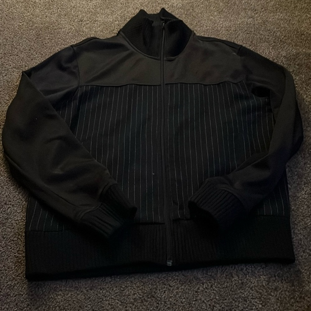 Puma Mens Black Full Zip Long Sleeve Athletic Mock Neck Sweater Jacket